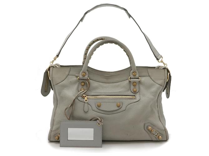 Balenciaga Leather Giant City 2way Bag 281770 Grey  ref.2310682