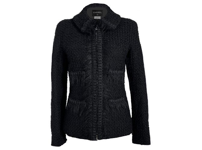 Chanel Nuevo Blazer de Tweed Negro Arctic Reverie 38 FR