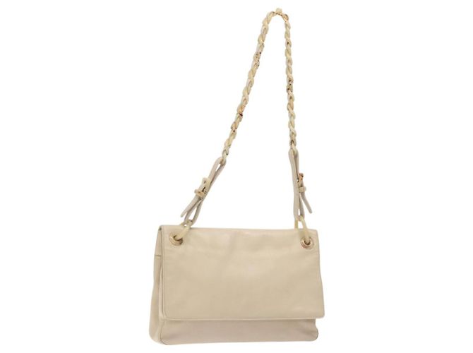 Prada Borsa a spalla in pelle beige Auth kk506