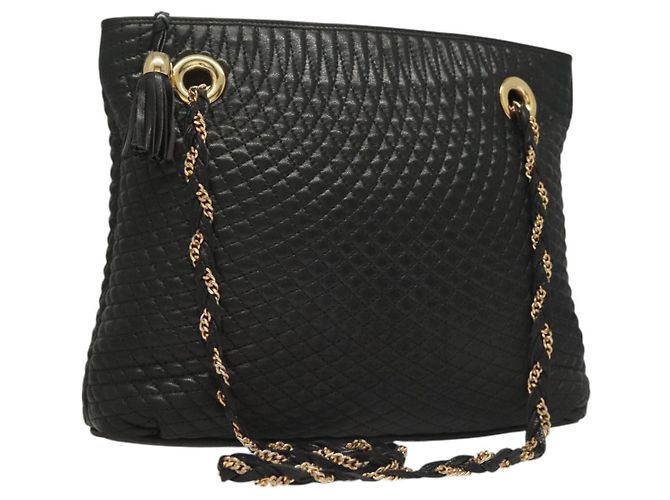 Borsa a spalla BALLY in pelle nera e oro Auth th6147 Nero D'oro 