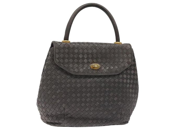 Sac à main BALLY en cuir gris doré Auth BA2912 Marron