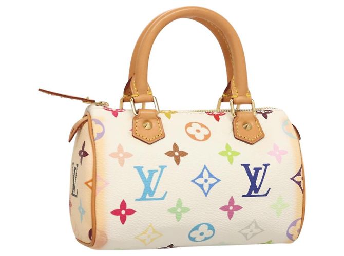 LOUIS VUITTON Monogramm Multicolor Mini Speedy Tasche Weiß M92645 LV Auth 126502V