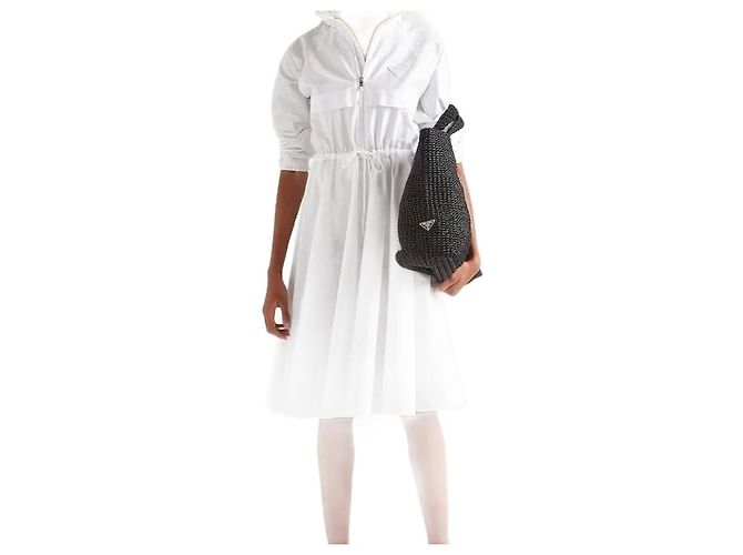Vestido Prada de algodão branco com capuz