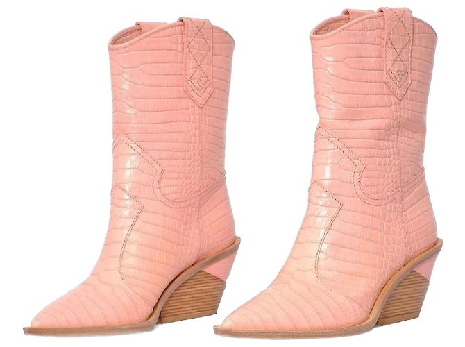 Botas vaqueras Fendi de cuero rosa