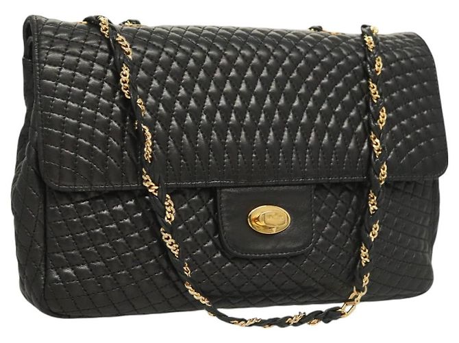 Borsa a spalla BALLY in pelle nera e oro Auth kk523 Nero D'oro