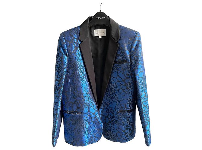 Blazer Sandro Leopardato Blu Iridescente