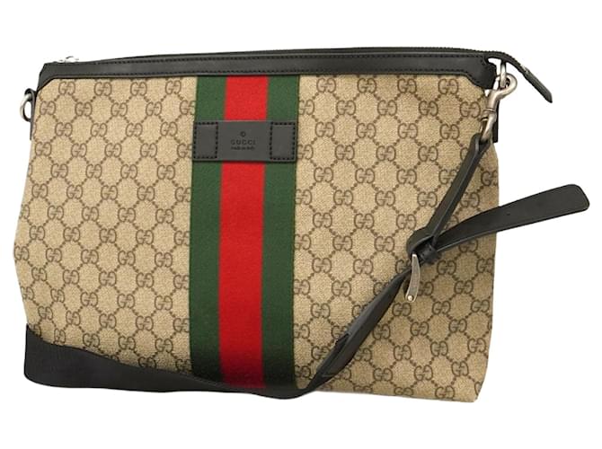 Gucci Shoulder Bag GG Supreme Sherry Line 523335 Black Beige Plastic  ref.2312646
