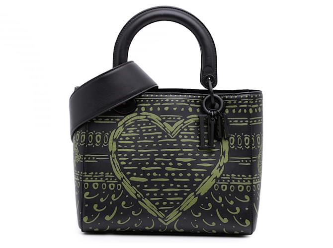 Dior Black Small Smooth Calfskin Painted Heart Clover Lady Dior Leather Pony-style calfskin  ref.2312935