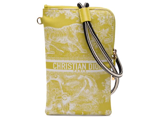 Dior Yellow Technical Fabric Embroidered Toile De Jouy DiorTravel Multifunction Pouch Nylon Cloth  ref.2313011
