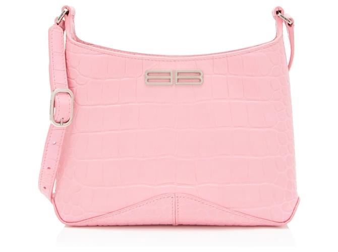Balenciaga Shiny Croc Embossed Calfskin XX Small Shoulder Bag Pink Leather Pony-style calfskin  ref.2313938