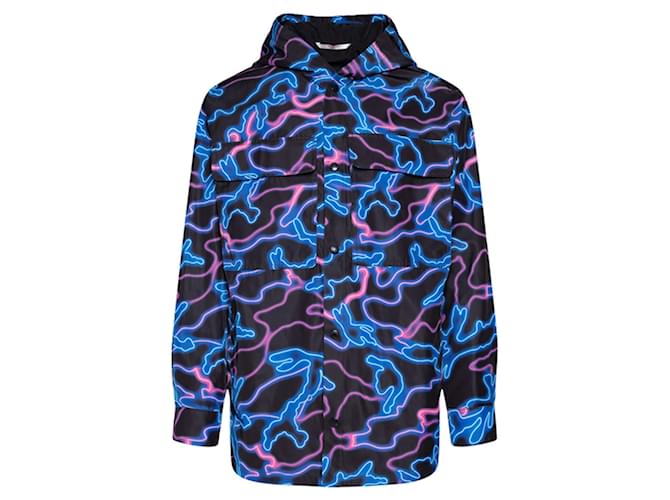 Valentino Garavani Valentino Printed Hooded Jacket Blue Polyamide Nylon  ref.2314175