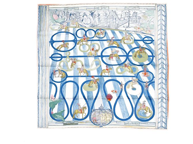 Hermès Sciarpa Hermes Carre 90 - Doppio Faccia Passades e Serpentines Multicolore