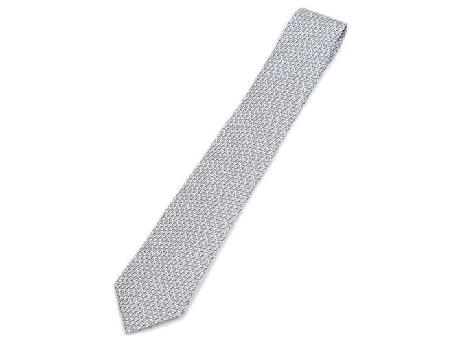Hermès Hermes Silk Cravat in Gray and Ruby Brown Red