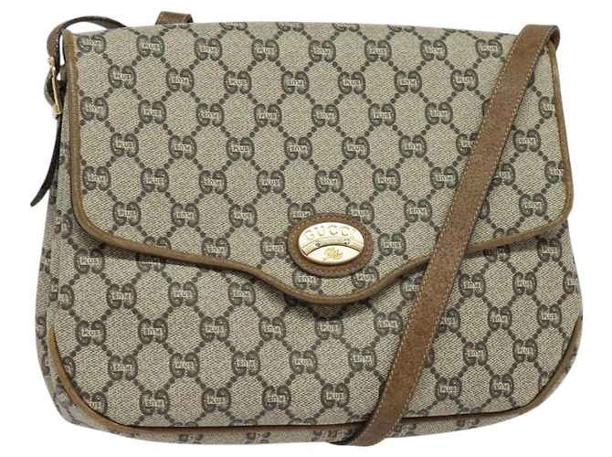 Borsa a spalla GUCCI GG Plus Supreme PVC Beige Oro Auth ep9232 D'oro