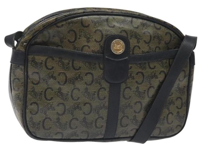 Céline Borsa a Spalla CELINE C Sulky PVC Blu Navy Oro Auth 127311 D'oro
