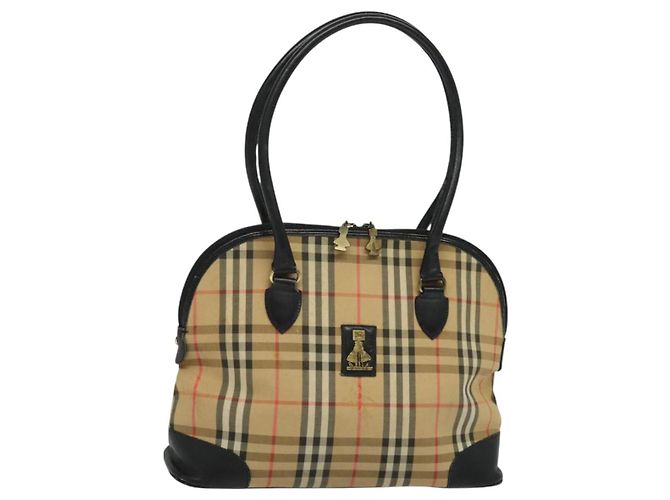 Autre Marque Sac fourre-tout Burberrys Nova Check en toile beige doré Auth BD686