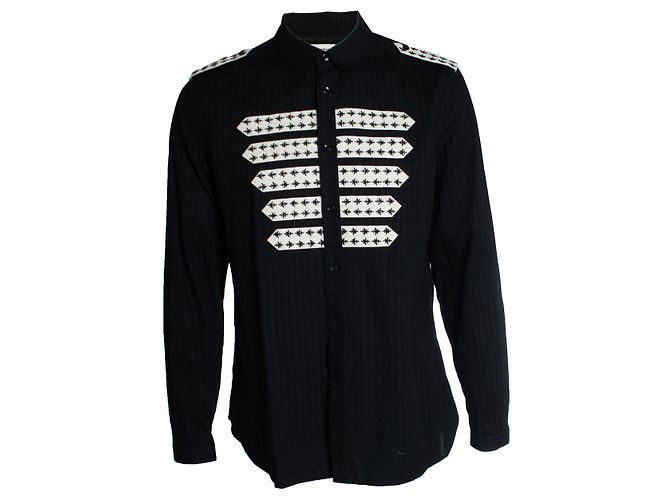 Saint Laurent, Camicia da ufficiale a righe 2019 Nero