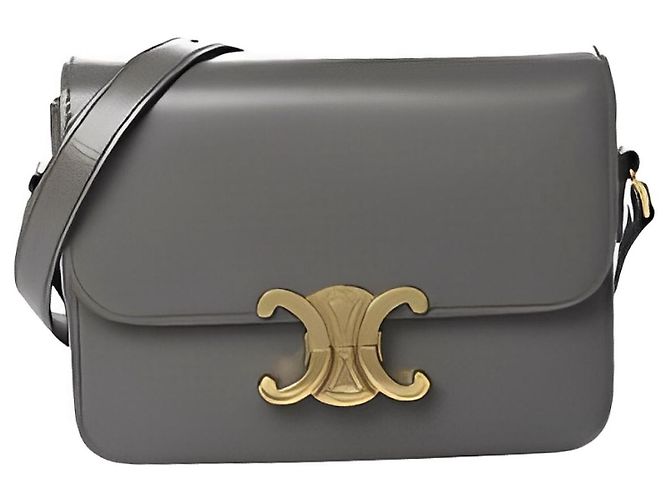 Bolsa Céline Triomphe Teen de couro cinza