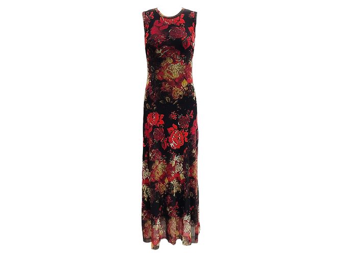 Vestido maxi sin mangas floral rojo / negro Fuzzi Roja