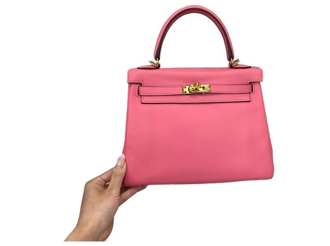 Bolsa Hermès Kelly 25 em couro Swift Rosa