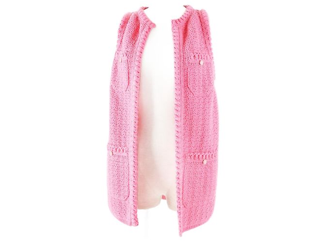 Chanel Baumwoll-Polyamid langer Gilet 34 Pink