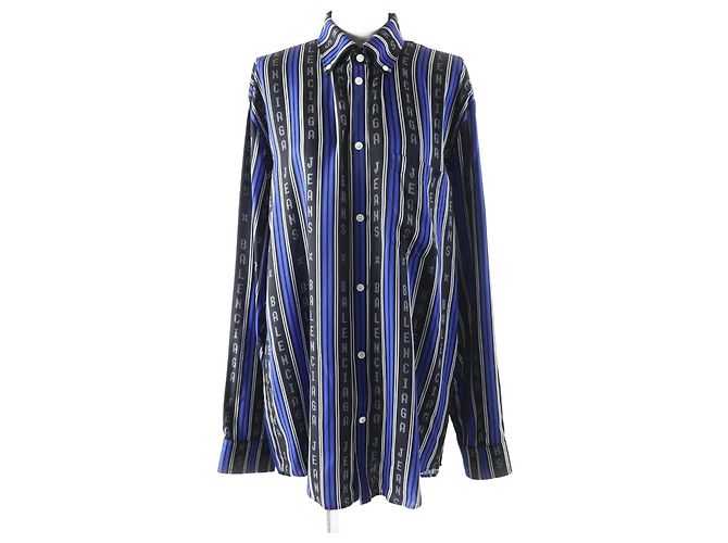 Camicia oversize con bottoni e logo in rayon di Balenciaga Multicolore