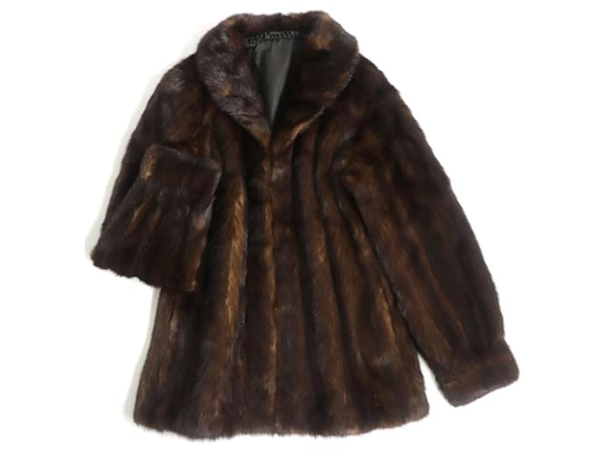 Autre Marque SAGA Mink Genuine Fur Coat Dark Brown  ref.2315881