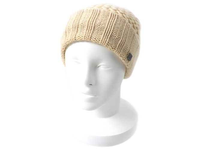 Chanel Cashmere COCO Mark Knit Hat Women White Cream