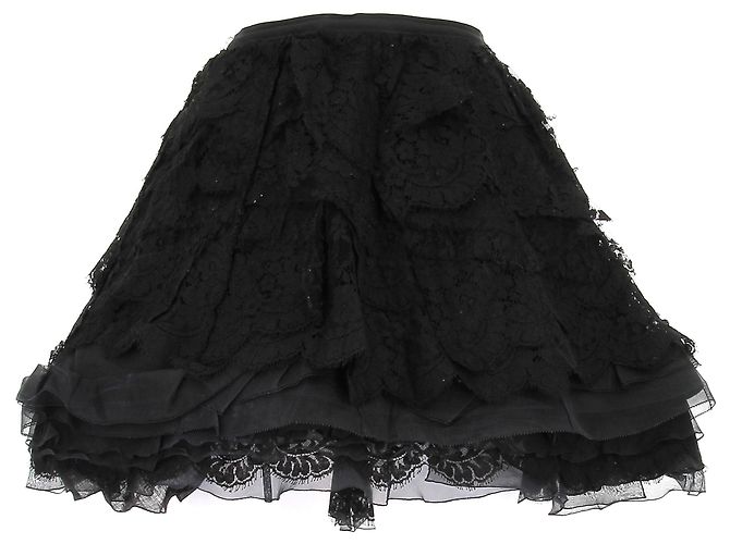 Louis Vuitton Saia preta de renda Preto