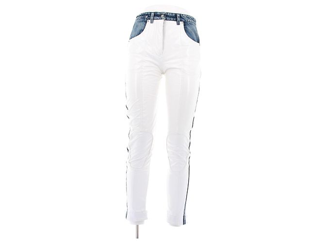 Louis Vuitton Calça de vinil com emenda de denim Branco
