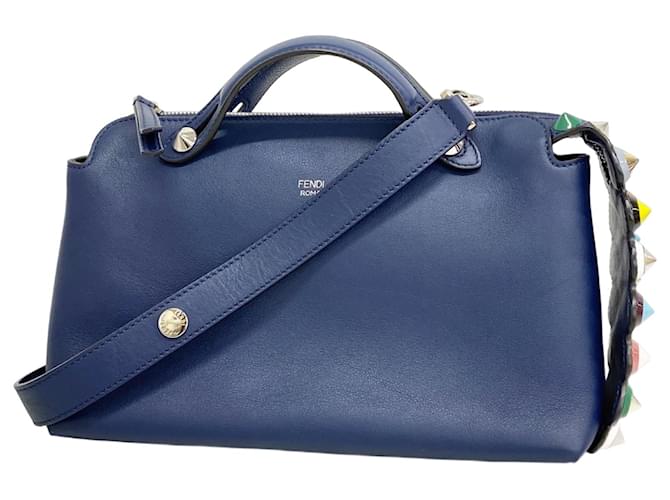 Fendi Handbag By The Way Leather Navy Multicolor Multiple colors Navy blue  ref.2316118