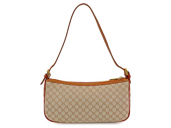 Céline Bolsa de ombro Celine em lona Macadam bege