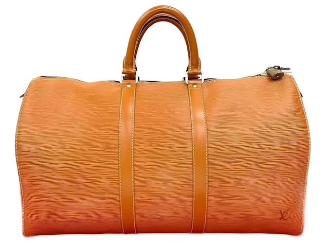 Louis Vuitton Keepall Epi Boston Bag Brown Leather  ref.2316429