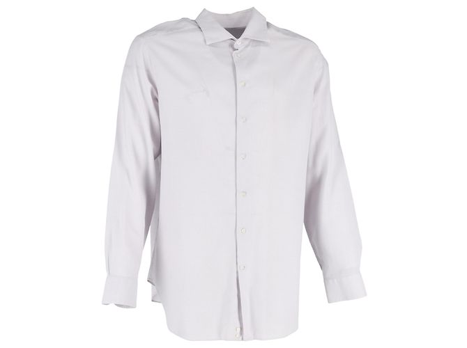 Camisa de manga larga con estampado de Giorgio Armani en algodón blanco Gris