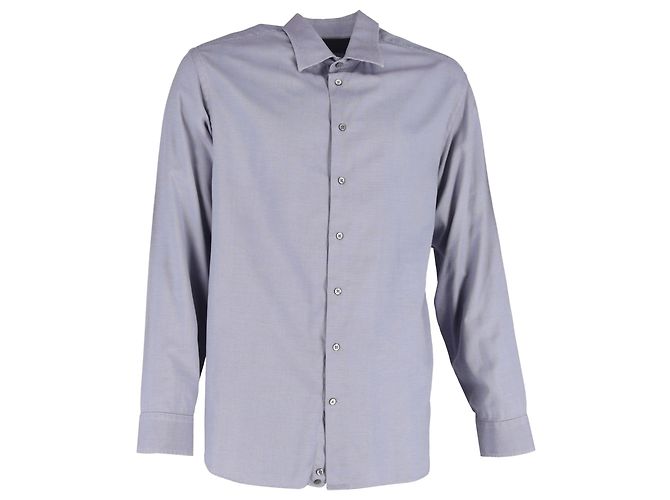 Giorgio Armani Patterned Long Sleeve Shirt in Grey Silk Multiple colors