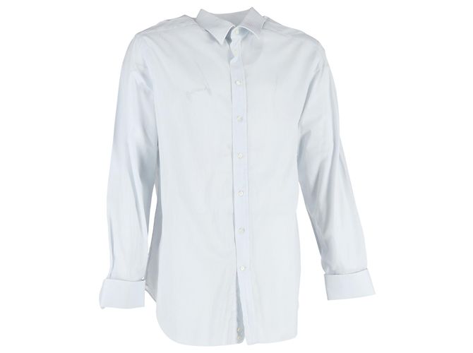 Camicia a maniche lunghe a micro righe Giorgio Armani in cotone azzurro Blu Blu chiaro