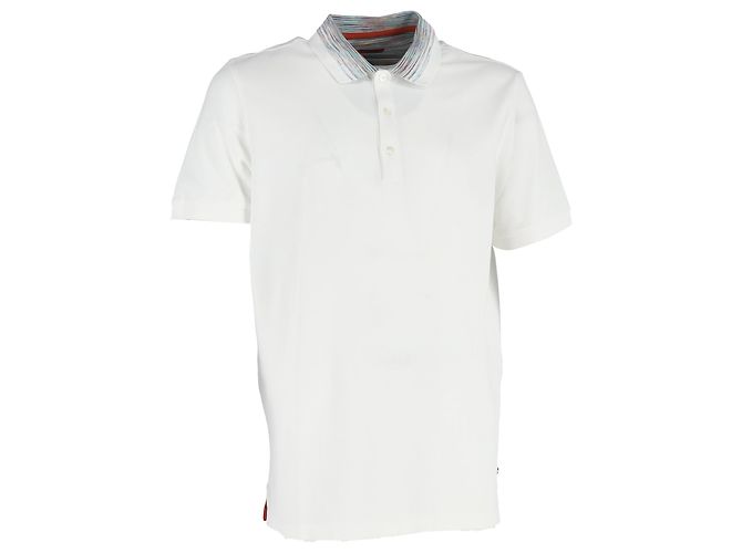 Polo de algodón blanco con cuello de chevron Missoni Crudo
