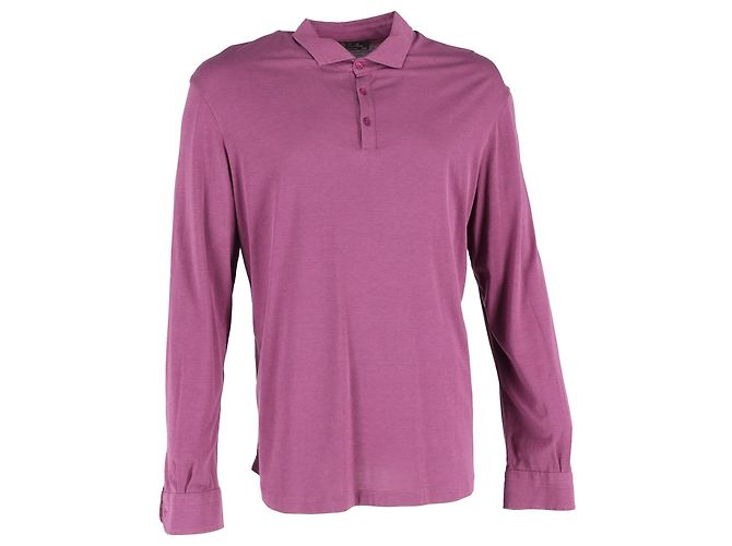 Polo a maniche lunghe Loro Piana in cotone viola Rosso Bordò
