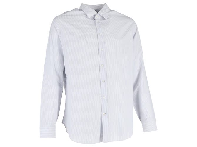 Camicia a righe a maniche lunghe Giorgio Armani in cotone bianco Multicolore