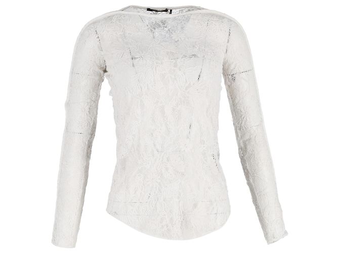 Blusa de encaje floral Isabel Marant en poliéster blanco Crudo