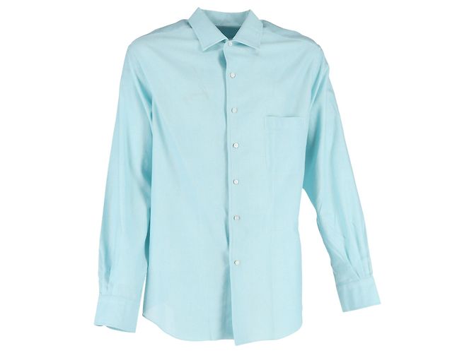 Camisa Botonada Loro Piana em Algodão Azul Claro