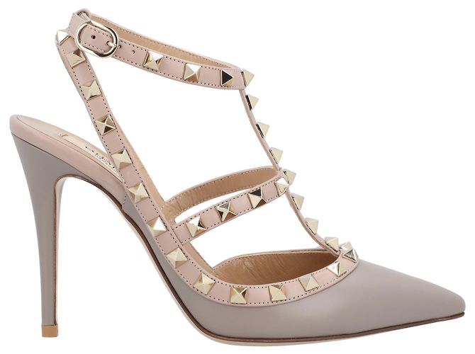 Braune Leder Rockstud Pumps von Valentino Garavani