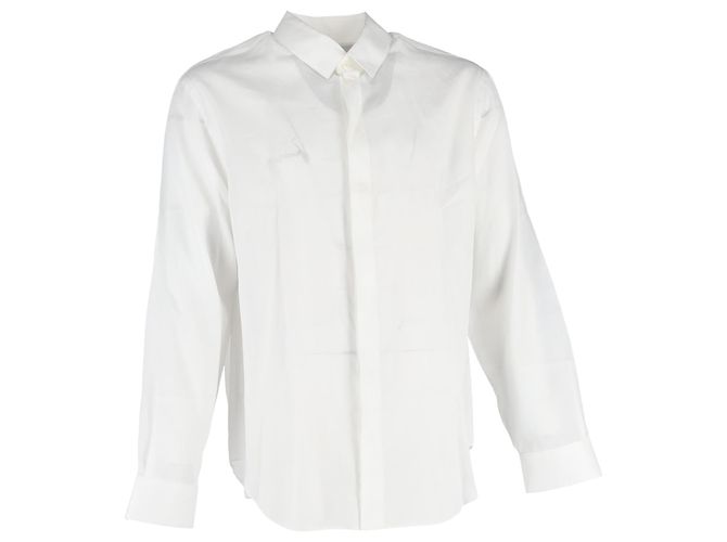 Camicia a maniche lunghe con bottone nascosto Giorgio Armani in cotone bianco Nero
