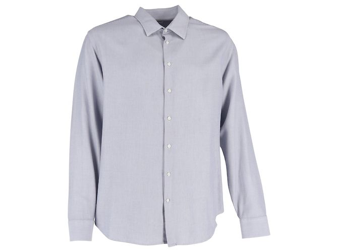 Camisa de manga longa estampada Giorgio Armani em algodão cinza Multicor