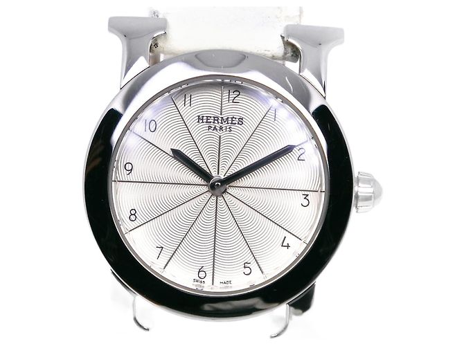 Hermès Hermes H Uhr Edelstahl Leder Quarz Silber
