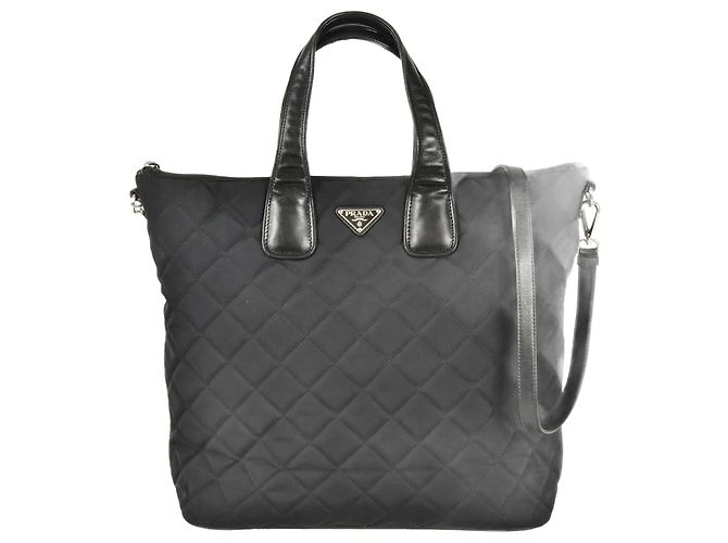 Prada Stepp-Tote-Bag Schwarz