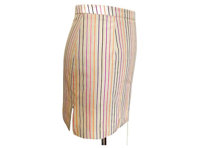 Falda Regina Rubens de Algodón con Rayas Beige Multicolor