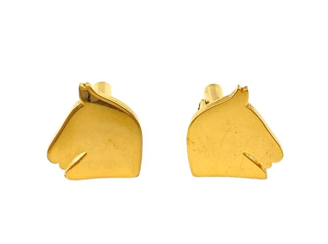 Hermès Abotoaduras de Cavalo Hermes em Banho de Ouro Dourado
