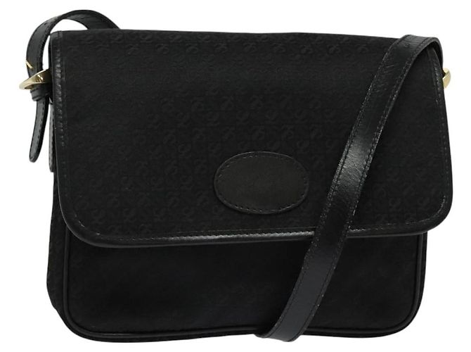 LOEWE Borsa a Spalla Anagram Tela Nera Oro Auth BA3478 Nero D'oro