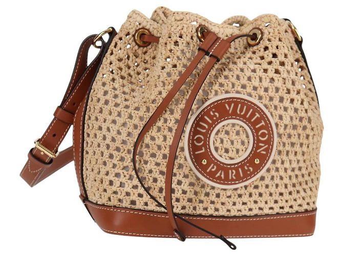 LOUIS VUITTON Noe BB Bolsa de Ombro Raffia Bege M24722 LV Auth 125491SM